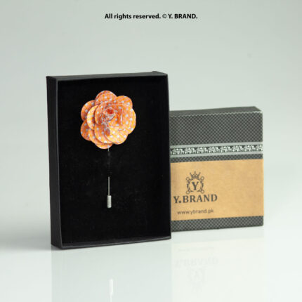 Orange & White Lapel Pin Classic Floral Pattern - LP-062