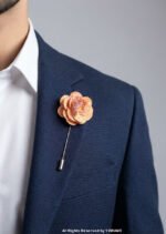 Orange & White Lapel Pin Classic Floral Pattern - LP-062