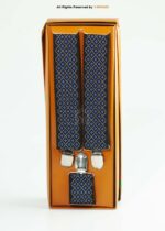 Micro Check Pattern Three clips Elastic Suspender-SB-1056 - Image 2