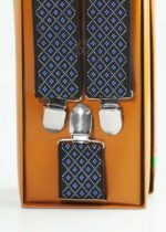 Micro Check Pattern Three clips Elastic Suspender-SB-1056 - Image 3