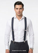 Micro Check Pattern Three clips Elastic Suspender-SB-1056