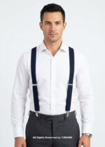 Navy Blue Three clips Elastic Suspender-SB-1057