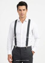 White Dotted Three clips Elastic Suspender-SB-1058