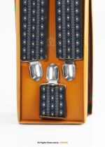 Micro Check Pattern Three clips Elastic Suspender-SB-1059 - Image 3