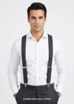 Micro Check Pattern Three clips Elastic Suspender-SB-1059