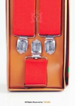 Bright Red Three clips Elastic Suspender-SB-1061 - Image 3