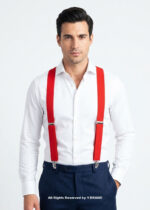 Bright Red Three clips Elastic Suspender-SB-1061
