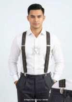 Premium Bronze Geo Jacquard Suspenders-SB-1064