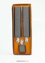 Royal Navy & Gold Geometric Men's Suspenders-SB-1065 - Image 2