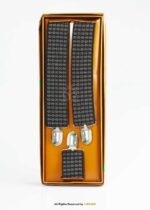 Charcoal Grey Diamond Jacquard Men's Suspenders-SB-1066 - Image 2