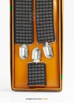 Charcoal Grey Diamond Jacquard Men's Suspenders-SB-1066 - Image 3