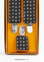 Black & Silver Geometric Star Jacquard Suspenders-SB-1067 - Image 3