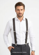 Mocha Honeycomb Jacquard Men's Suspenders-SB-1068