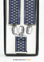 Royal Blue Cross-Stitch Jacquard Men's Suspenders-SB-1070 - Image 3