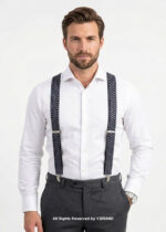 Royal Blue Cross-Stitch Jacquard Men's Suspenders-SB-1070