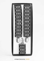 Bold Monochrome Diamond Jacquard Suspenders-SB-1071 - Image 2