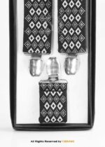 Bold Monochrome Diamond Jacquard Suspenders-SB-1071 - Image 3
