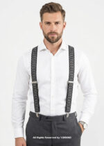 Bold Monochrome Diamond Jacquard Suspenders-SB-1071