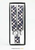 Grey & Black Classic Gingham Plaid Suspenders-SB-1072 - Image 2