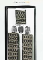 Antique Gold Argyle Jacquard Suspenders-SB-1073 - Image 3