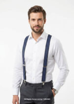 Sapphire Blue Diamond Argyle Suspenders-SB-1074