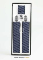 Navy Micro-Diagonal Jacquard Suspenders-SB-1075 - Image 2