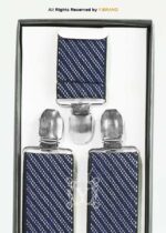 Navy Micro-Diagonal Jacquard Suspenders-SB-1075 - Image 3