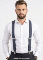 Navy Micro-Diagonal Jacquard Suspenders-SB-1075