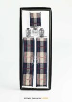 Navy & Cream Windowpane Tartan Suspenders-SB-1077 - Image 2
