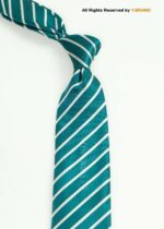 Green Silk Tie Diagonal Stripes - T-178 - Image 2