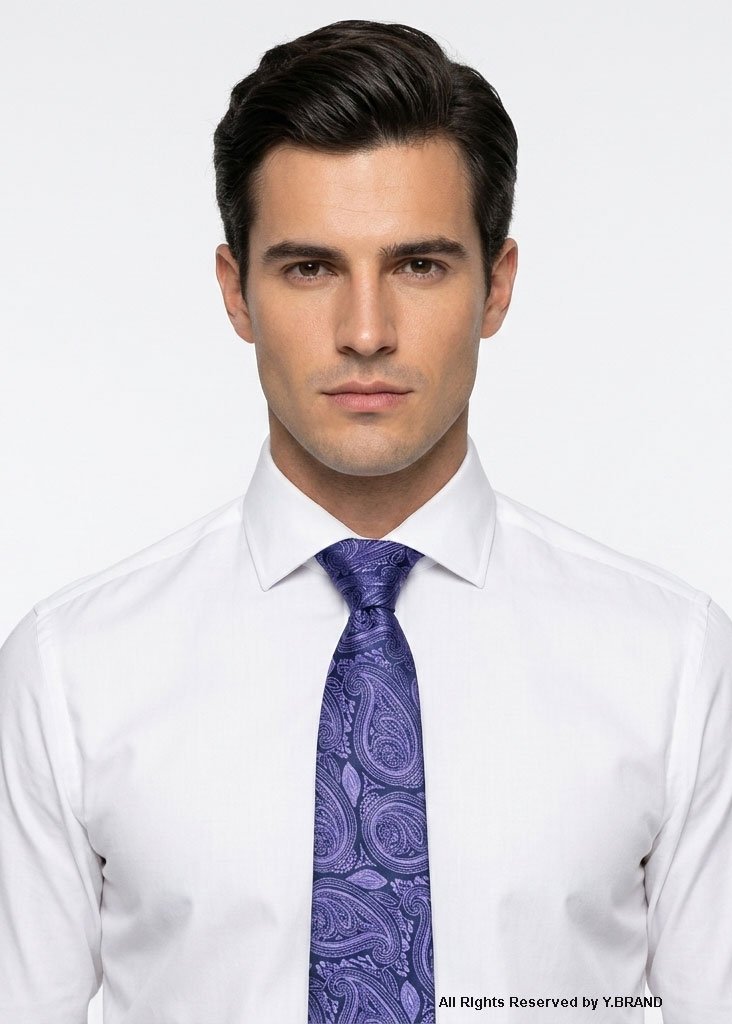T-179b Purple Silk Tie Paisley - T-179 - Image 1