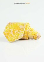 Yellow Silk Tie Floral Pattern - T-180 - Image 2