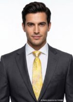 Yellow Silk Tie Floral Pattern - T-180