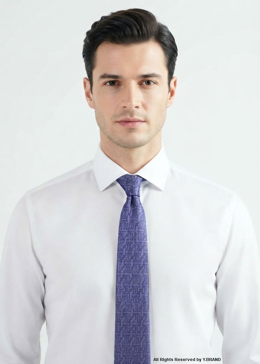 T-181b Purple Silk Tie Geometric Pattern - T-181 - Image 1
