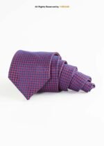 Blue & Red Silk Tie Geometric Pattern - T-182 - Image 2