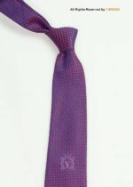 Blue & Red Silk Tie Geometric Pattern - T-182 - Image 2