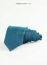 Teal & Navy Silk Tie Micro Check - T-183