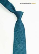 Teal & Navy Silk Tie Micro Check - T-183 - Image 2