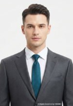 Teal & Navy Silk Tie Micro Check - T-183