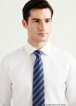 Navy Blue Silk Tie Diagonal Stripes - T-185