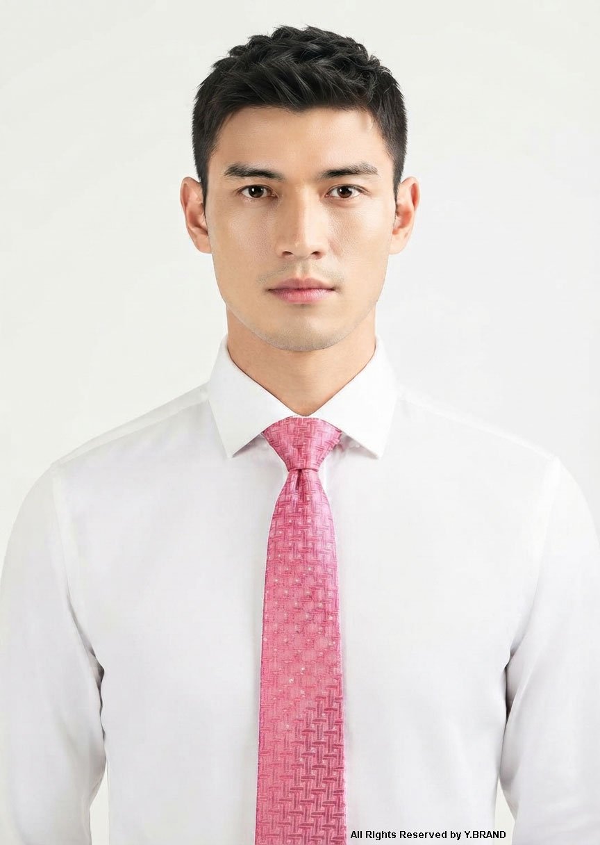 T-186b Pink Silk Tie Woven Pattern - T-186 - Image 1