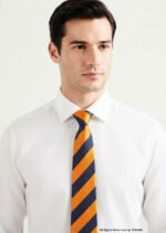 Navy & Orange Silk Tie Bold Diagonal Stripes - T-187