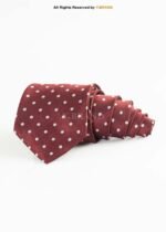 Maroon Silk Tie Polka Dots - T-188 - Image 2