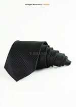 Black Silk Tie Diagonal Stripes - T-189 - Image 2