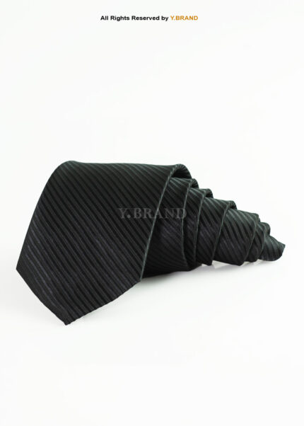 Black Silk Tie Diagonal Stripes - T-189