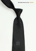 Black Silk Tie Diagonal Stripes - T-189 - Image 2