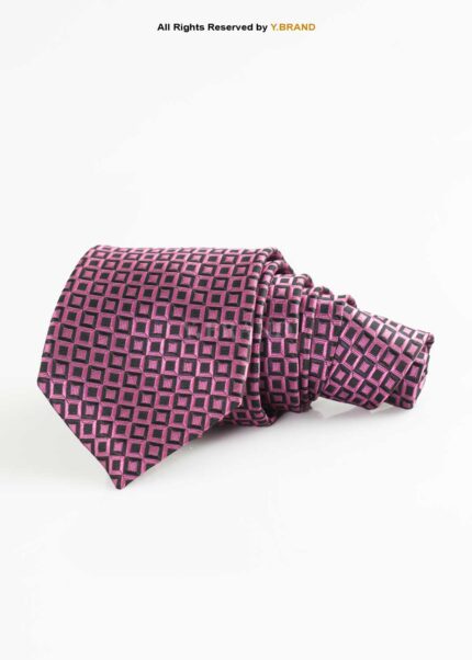 Pink & Black Silk Tie Geometric Squares - T-190