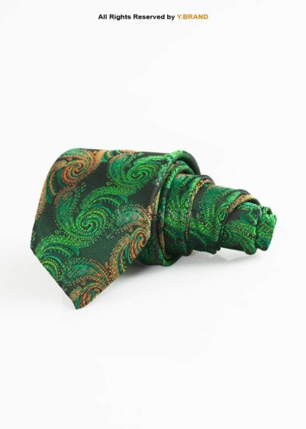 Green & Gold Silk Tie Paisley - T-191