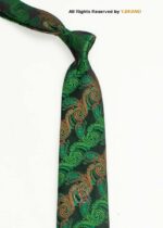 Green & Gold Silk Tie Paisley - T-191 - Image 2