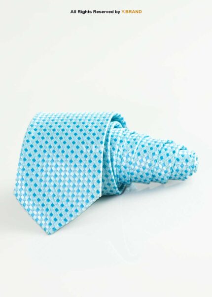 Sky Blue Silk Tie Micro Check - T-192
